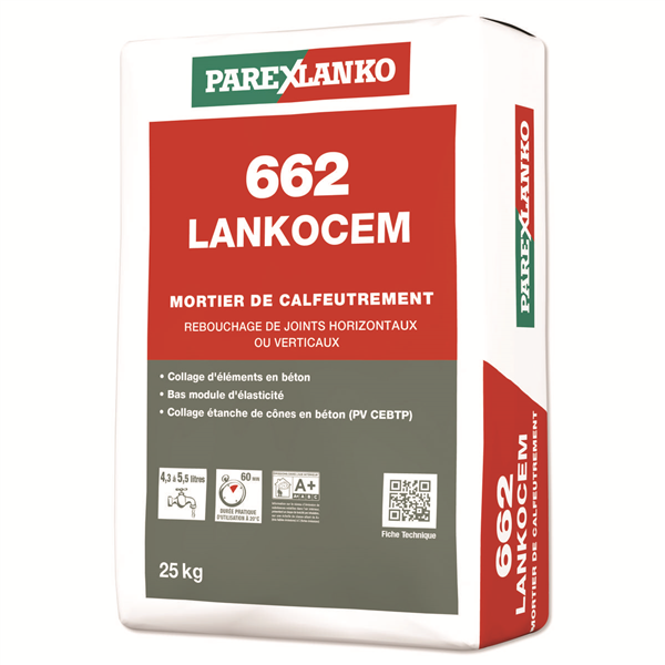 Mortier de calfeutrement 662 LANKOCEM - Sac de 25 KG