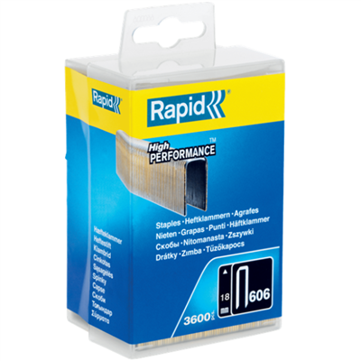 Agrafe étroite n°606 Rapid pour matériau dur - acier galvanisé - longueur 18 mm - boîte de 3600