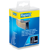 Agrafe étroite n°606 Rapid pour matériau dur - acier galvanisé - longueur 18 mm - boîte de 3600