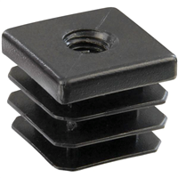 Douille carrée polyéthylène noir Taraudée M10 diamètre extérieur 20x20 mm - lot de 25