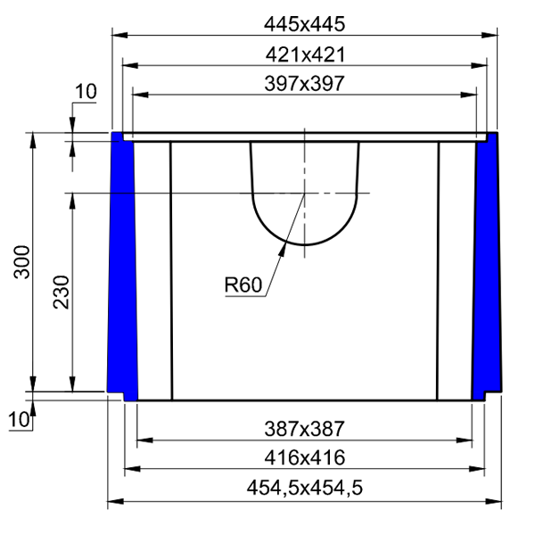 Rehausse en béton pour boîte d'eau pluviale à joints de dimensions intérieures 40x40 CM - hauteur 30 CM