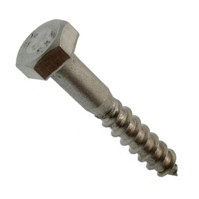 Vis à bois tête hexagonale tirefond inox A4 DIN 571 M10x80 - boîte de 50