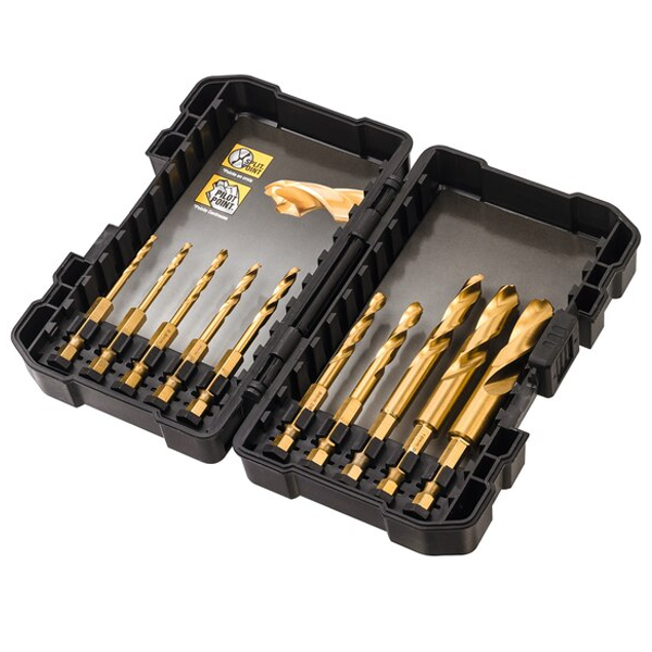 Coffret de 10 forets à métaux Dewalt DT50050-QZ Extreme Titanium HSS-TIN - 3 à 12 mm