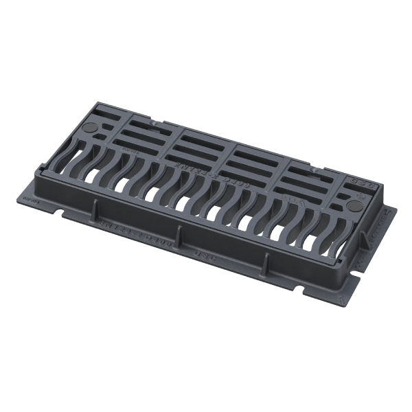 Grille caniveau fonte PMR articulée D400 pour avaloir - Cadre 850 x 360 mm - Grille 750 x 300 mm - Ouverture libre 720 x 255 mm