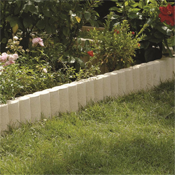 Bordure de jardin en béton Ovaline - couleur Paille - 50 x 24 cm - Épaisseur 6 cm