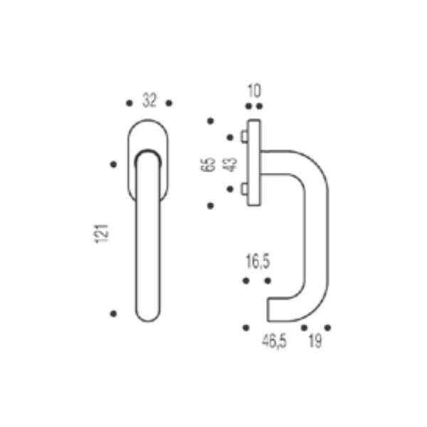 Poignée de fenêtre à béquille Vachette Linox 492 en inox sur bloc platine carré 7 mm