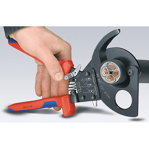 Coupe câble à cliquet Knipex pour câble en cuivre et aluminium longueur 280 mm