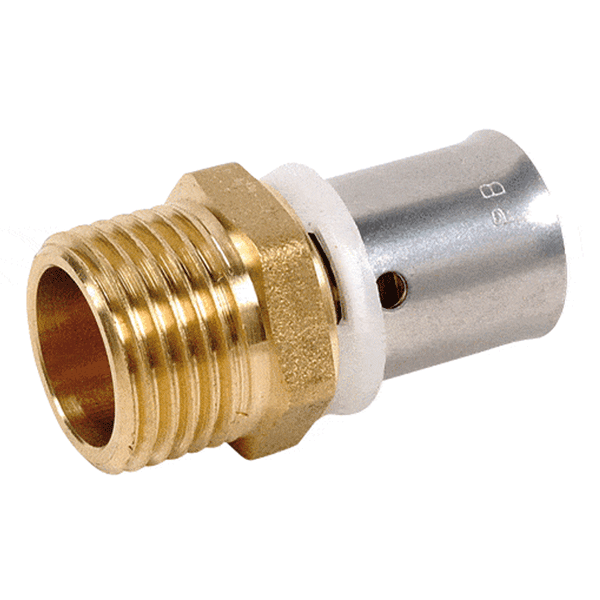 Raccord Mâle fixe laiton 3/4" à sertir par écrasement pour tube PER Ø 20 mm