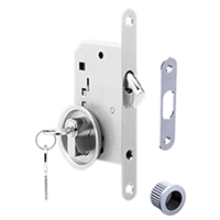 Kit serrure poignée ronde et gâche avec serrure et 2 clés dimensions 65 x 35 x 3 mm