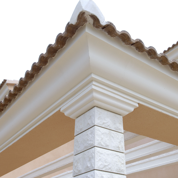 Chapiteau de colonne en béton décoratif Blanc - 50 x 50 cm - hauteur 10,00 CM