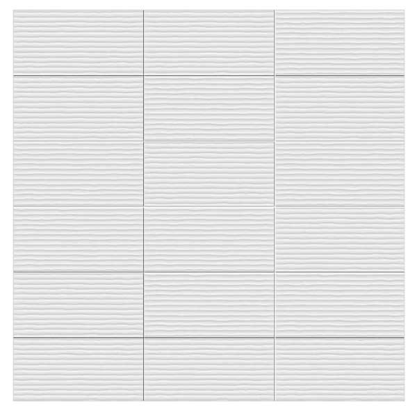 Faïence salle de bain en grès cérame émaillé - Cairo blanc mat à relief - 60,0 CM x 31,6 CM - ép. 9,50 MM