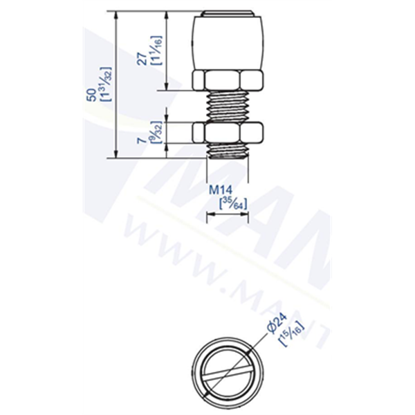 Guide olive laiton pour U 30x30 mm