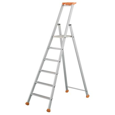 Escabeau 6 marches - MP PRO Tubesca - Hauteur d'accès 3,32 m Hauteur plateau 1,32 m - Alu anodisé