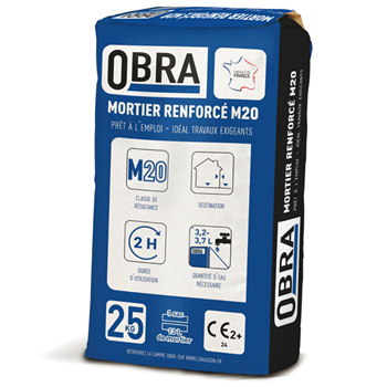Mortier renforcé M20 pour travaux de maçonnerie exigents - Obra - prêt à gâcher - Sac de 25 kg