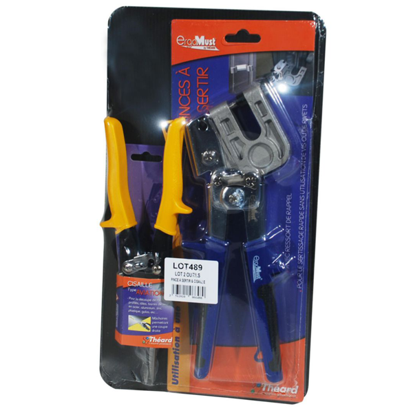 Lot de 2 outils : pince à sertir pour profilés et cisaille spécial plaquistes