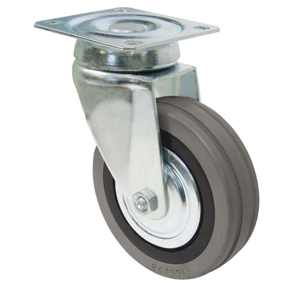 Roulette sur platine pivotante caoutchouc gris diamètre 75 mm 22037 PRODIF-SOMEC 022037