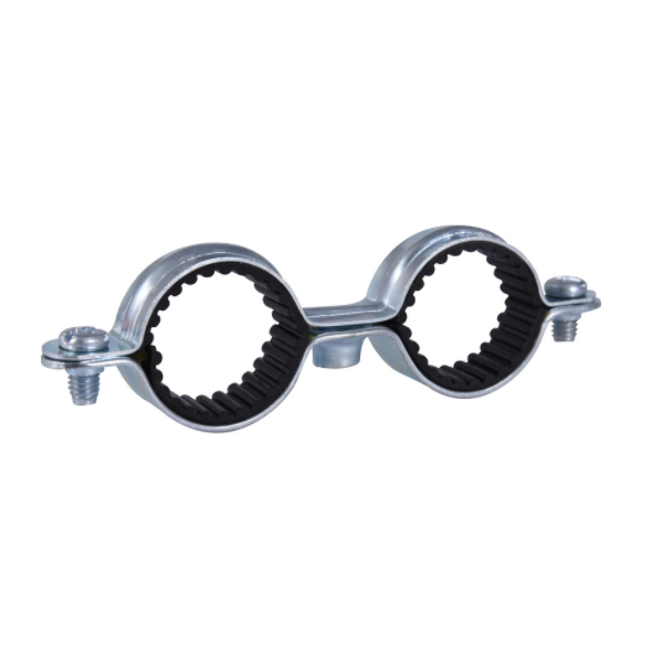 Collier isophonique double - Fixation tuyauteries - Diamètre 12 mm - Acier zingué - Sachet de 5