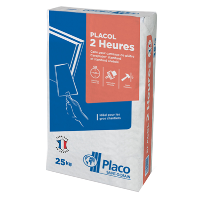 Colle pour carreaux de plâtre Placol 2 heures Placo - sac de 25,0 KG