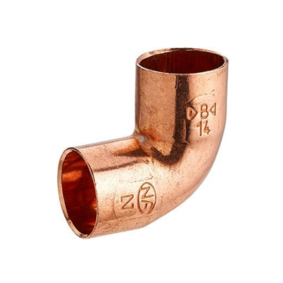 Coude à 90° double femelle à souder pour tube en cuivre - Diamètre 14 mm - Petit rayon - Cuivre
