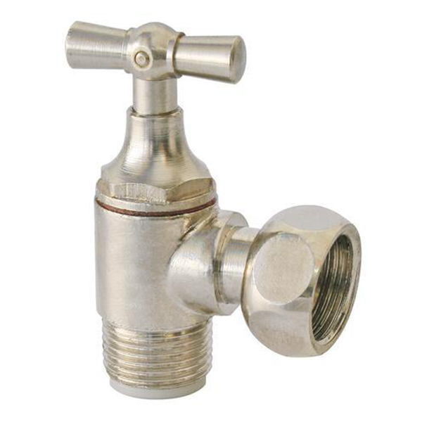 Robinet d'arrêt équerre pour WC - 3/8" - Tête à clapet - Laiton nickelé