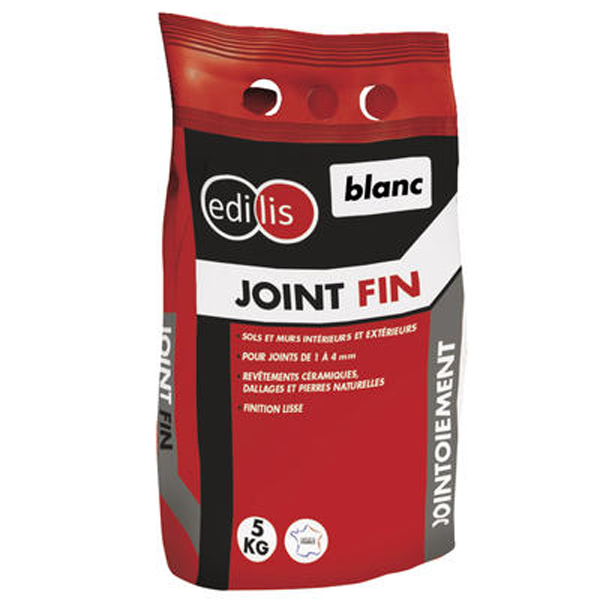 Joint fin Blanc Edilis pour sols et murs - 1 à 4 mm de largeur - Alupack de 5 KG
