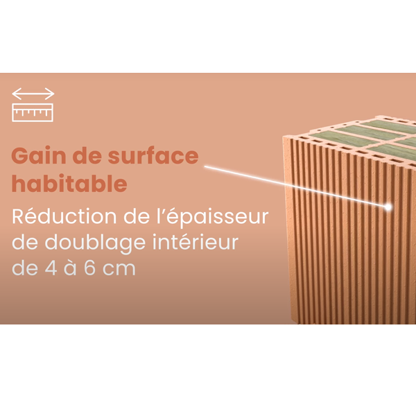 Brique poteau Isobric avec isolant en laine de roche - RC80 - R = 2,00 m².K/W - 450,0 MM x 200 MM x 299,0 MM