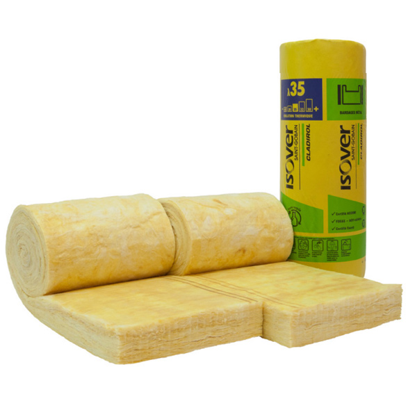 Rouleau de laine de verre pour bardage métallique double peau - Isover Cladirol 35 - R= 3,80 m².K/W - 4,50 M x 0,51 M - ép. 133 MM