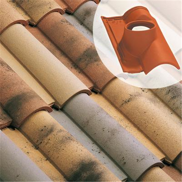 Tuile à douille en terre cuite - Oméga 10 - diamètre 160 mm - Vieux toit