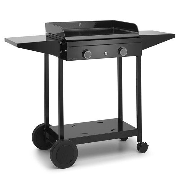 Chariot roulant acier tablettes rabattables CHOA60 pour plancha Forge Adour Origin 60 - Noir