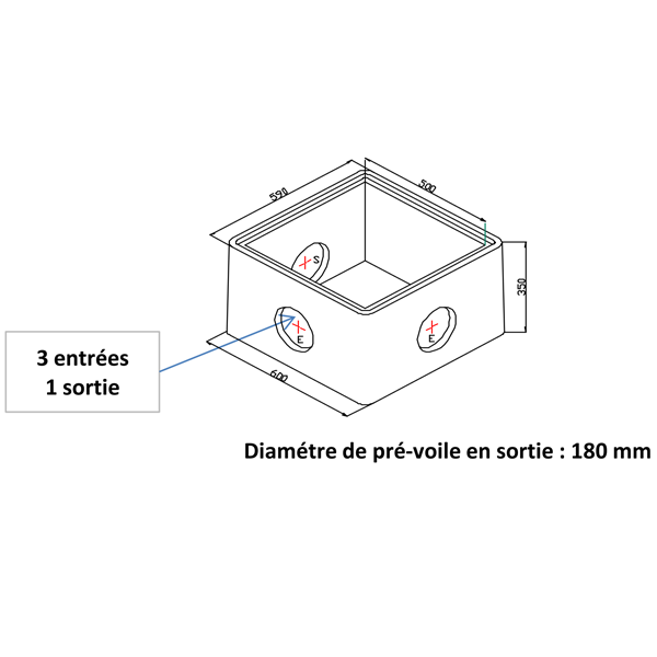 Regard d'eaux pluviales à emboîtement RM50 en béton - dimensions intérieures 50 x 50 x 30 CM