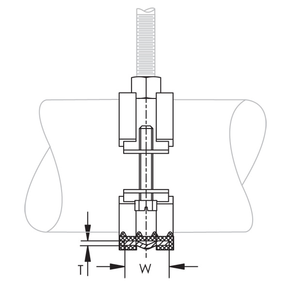 Collier de serrage avec isolant caoutchouc tige M8 - M10 plage de serrage 48-54 mm - boîte de 50