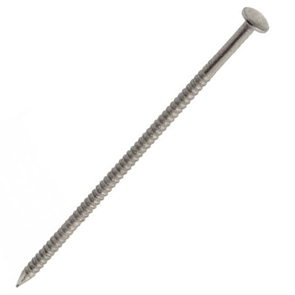 Pointe annelée tête bombée en acier inoxydable A4 filetage total - 3.1x70mm - boîte de 5kg