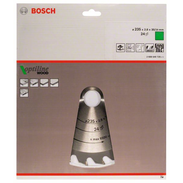Lame scie circulaire Bosch Optiline Wood tout bois ⌀ 235 mm alésage 30 mm 24 dents