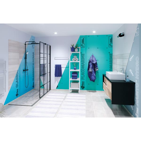 Plaque de plâtre hydrofuge - Placomarine BA13 - 2,60 M x 1,20 M - ép. 12,5 MM