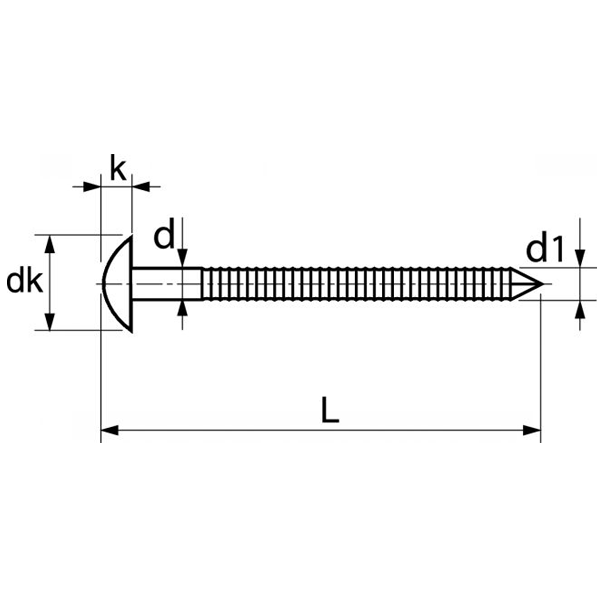 Pointe annelée tête bombée en acier inoxydable A4 filetage total - 2.5x45mm - boîte de 1kg