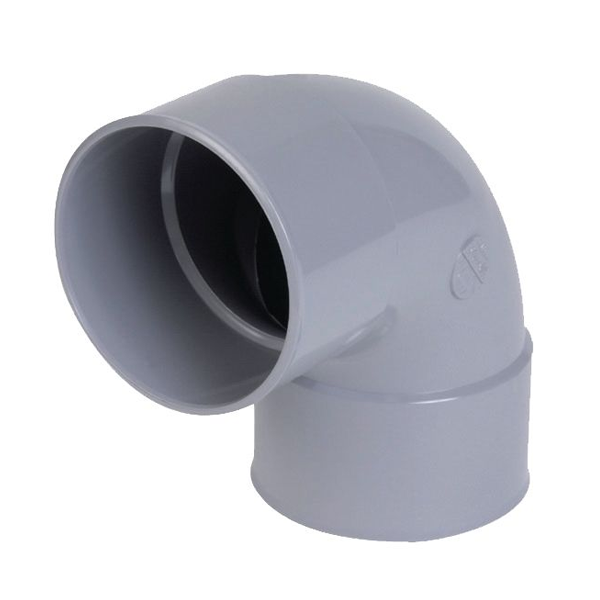 Coude tube de descente - Femelle / femelle - 87° - 80 mm - PVC - Gris
