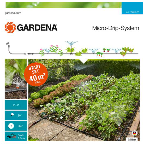 Ensemble complet pour arrosage goutte à goutte massifs et potagers Gardena - Couvre 40 m2