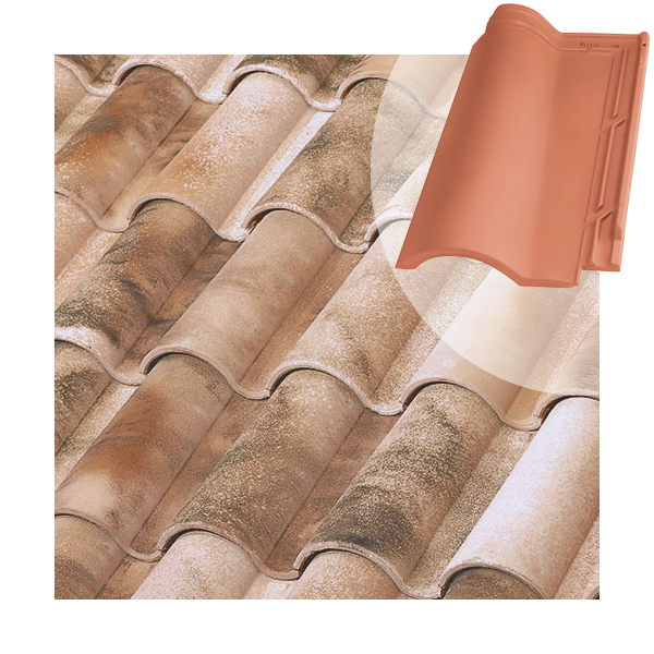 Tuile en terre cuite TB-12 Tejas Borja à double emboîtement - coloris Nature Lamalou - 439 MM x 260 MM