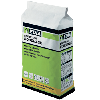 Enduit de rebouchage Edia pour murs intérieurs prêt à gâcher sac de 5 kg