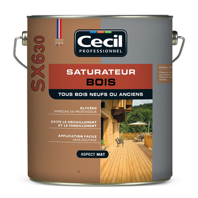 Saturateur bois SX630 Cecil - tous bois et tous supports - Teck aspect mat - 5 litres