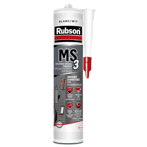 RUBSON Mastic MS3 Couverture zinguerie Blanc Cart 280ml
