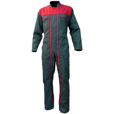 Combinaison double fermeture bicolore rouge vert 65% polyester 35% coton taille 6