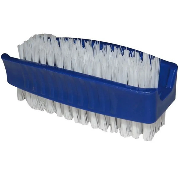 Brosse à ongles double face coloris bleu - fibres nylon - 80 x 40 mm