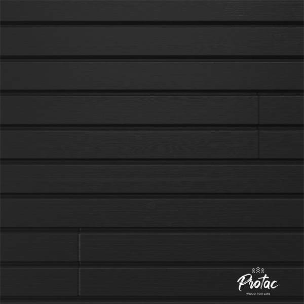 Bardage bois peint Épicéa traité Classe 3 - Protac Clinexel Profil Aztek - 27,00 mm x 125 mm x 4,46 m - Intense Black