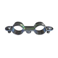 Collier sanitaire double - Fixation tuyauteries plomberie - Ø14 mm - Acier zingué blanc - Lot de 10