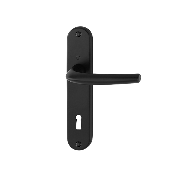 Poignée de porte clé en L - San Diego Hoppe alu noir mat - porte de 40-46 mm carré 7 mm