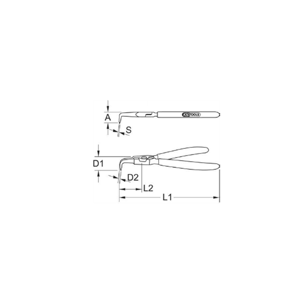 Pince à Circlips extérieur coudée 90° longueur 160 mm
