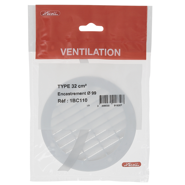 Grille de ventilation ronde Nicoll pour tuyau en fibre ciment diamètre 100 mm