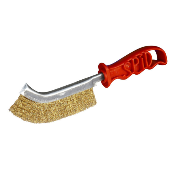 Brosse convexe métallique Spid - Longueur 245 mm - Fils Acier laitonné - Manche rouge