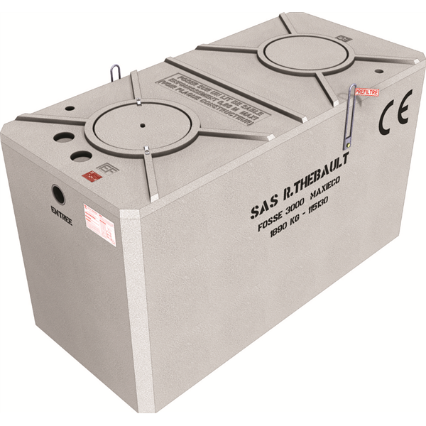 Fosse Toutes Eaux 3000 litres MAXI-ÉCO préfiltre avec tampons